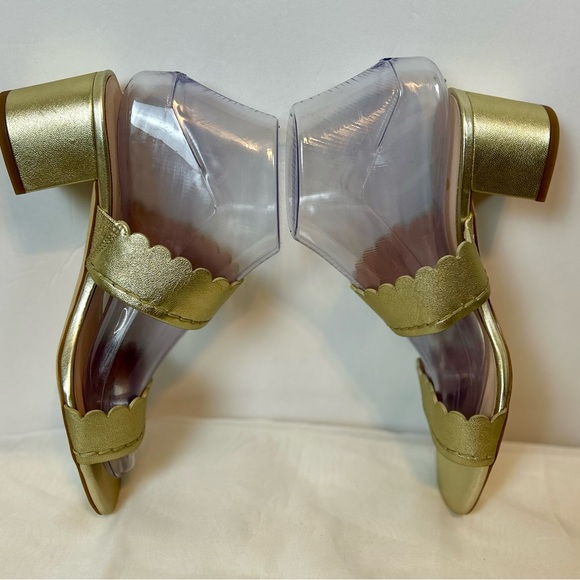 New Kate Spade Chrissie Gold Scalloped heeled Sandals / size 6.5 - Picture 8 of 13